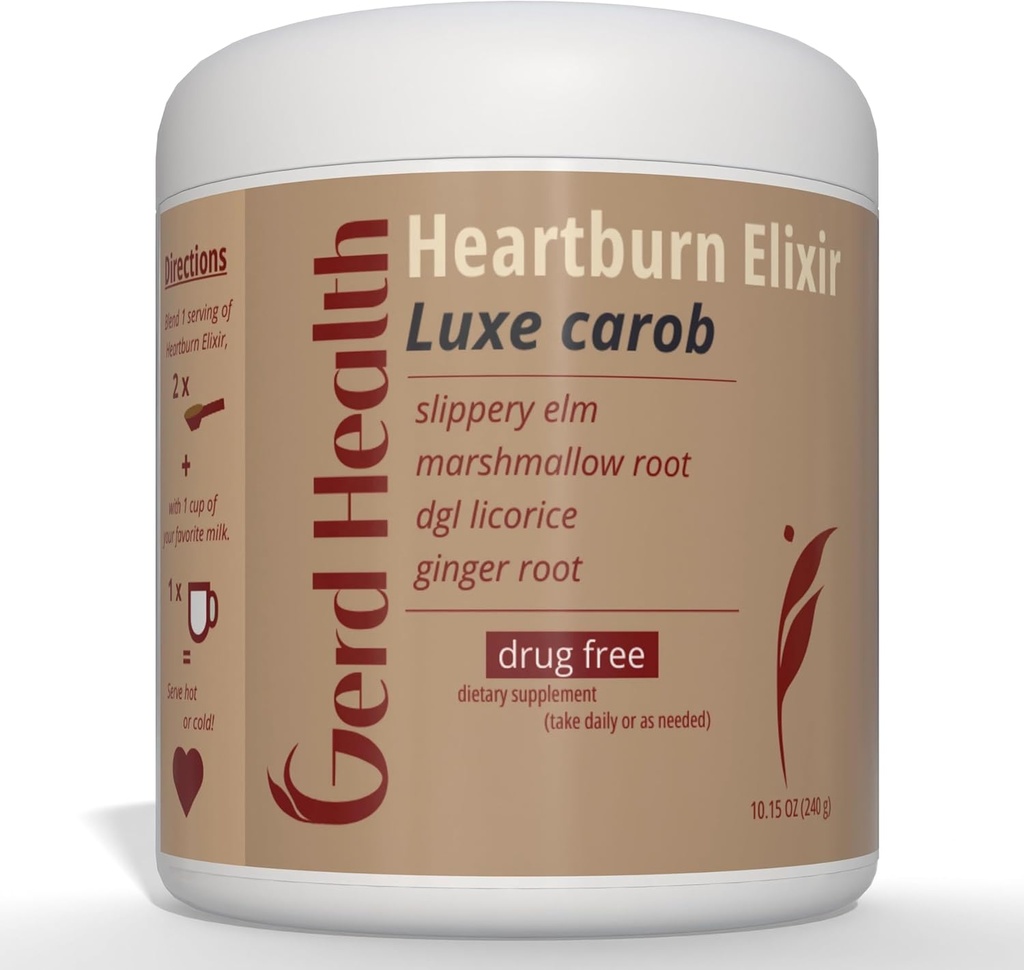Heartburn Elixir: Herbal Powder Drink Made with Marshmallow Root, Slippery Elm Bark & DGL Licorice