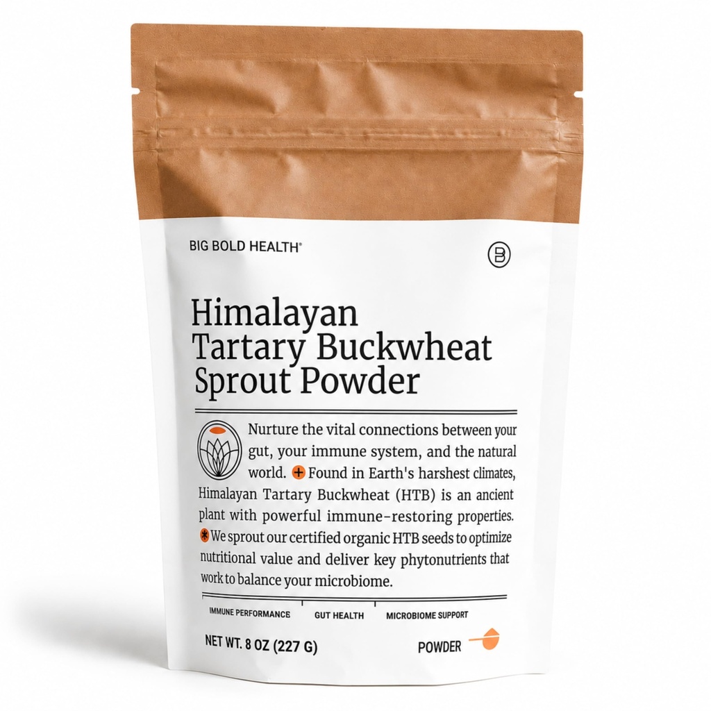 BIG BOLD HELK HIMalayan Tartar Buckwheat Sprout pulbere - Suport imunitar Superfood cu 200x mai multe polifenoli, Prebiotic Fibră, Non-GMO, Gluten-Free, Grain-Free, Vegetarian, 30 Serviri