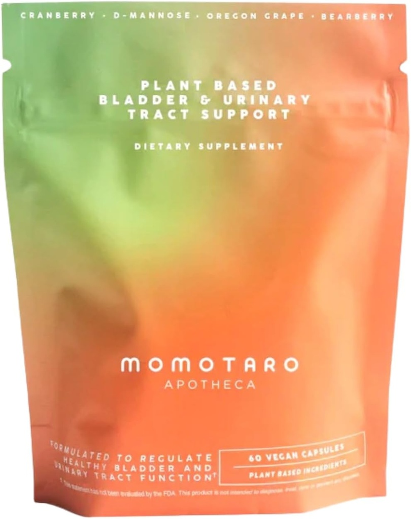MOMOTARO POOTHECA Suplimentul de sănătate urinară, Vaginal natural şi vezica urinară de sănătate, Suplimente de tract urinar - Cranberry, D Mannose, Vegan - Suport natural pentru sănătatea vaginală, pH echilibru 60 capsule