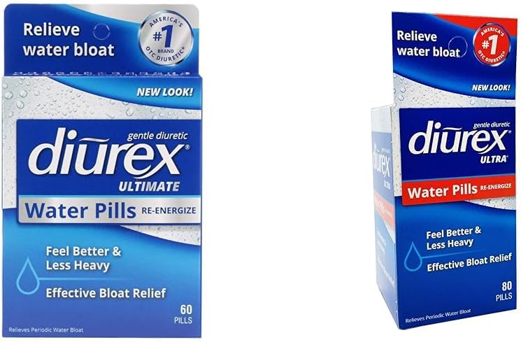 Diurex Ultimate 60 Count & Ultra 80 Count Pastile de apă Bundle - Diuretic de putere maximă pentru Prompt Bloat Relief