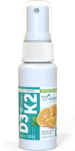Vegan Life Nutrition Vitamina D3 și K2 supliment de pulverizare orală, 0.65 Ounce