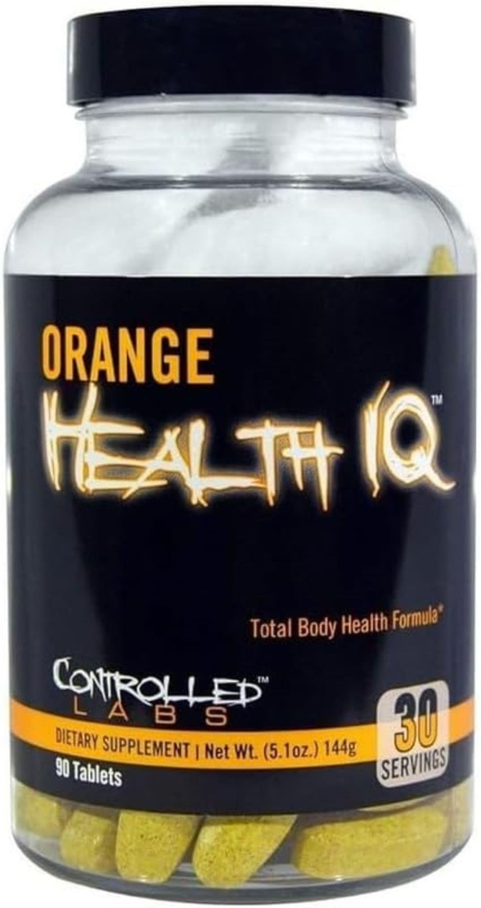 CONTROLLED LABS Orange Health IQ Supliment de zi cu zi pentru bărbați și femei, 90 de tablete, Stabilizare îmbunătățită, energie, Funcția Cardio în antrenament și sport