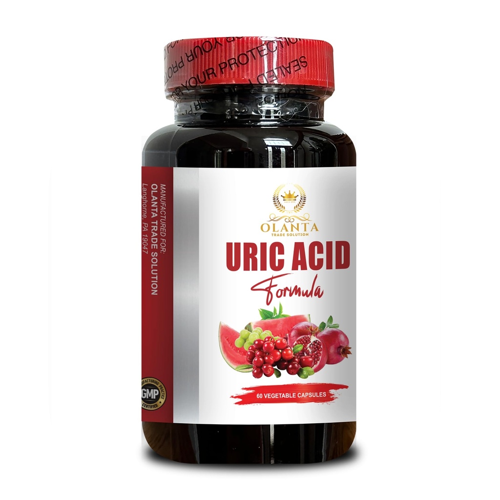 URIC Acid Formula - Premium Acid uric Supplement, rodie și echipa Turmeric până la eliminarea nivelurilor ridicate de acid uric - 1 flacon 60 capsule