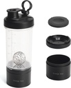 Blender Proteine Shaker Tritan Sticla cu pilula / Powder Container de stocare pentru proteine Shakes-pre antrenament sticla-Cupa Mixer-Gym Sport Sticla de apă cu bile whisk negru