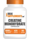 BulkSupplements.com Creatine Capsule monohidrate - Micronized Creatin Pastilele - Gluten Free, 7 capsule per Serving (5000mg), 420 Count (Pachet de 1)