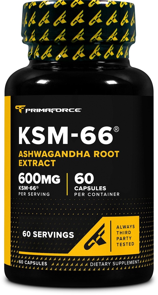 Primaforce KSM-66 Ashwagandha Root Extract (600mg) 60 Veggie Capsule - 5% Witanolide cu BioPerine