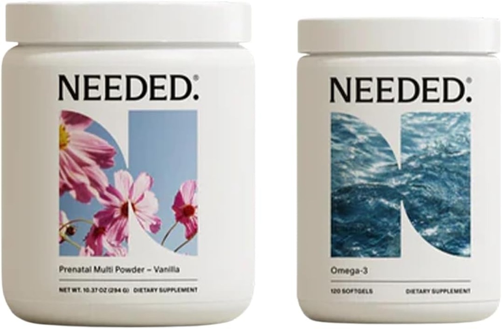 Nevoie. Vanilie Prenatal Multivitamine pulbere & Omega-3 Bundle 