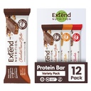Extindeți barele de proteine fără zahăr, Snacks-uri diabetice perfecte, proteine mari și fibre, Controlul foamei și energie constantă, Carb scăzut, Keto prietenos (12 Conte, Variety Pack)