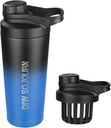 DIW 24 oz Shaker Sticla, Sticla din otel inoxidabil Mix cu design gratuit de zgomot,Cupa metalica izolata Shaker pentru amestecuri de proteine si pre antrenament,Gym Cup Shaker (Black&Blue)