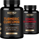 Complexul de vitamine B şi Curcumina Turmerică - Conţine toate vitaminele B esenţiale - B1, B2, B3, B5, B6, B7, B9, B12 şi Biotin - Suplimente Turmerice de înaltă absorbţie 1300mg pentru sănătatea articulară, Hearth