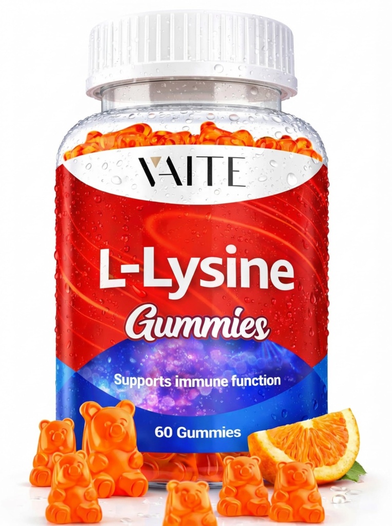 L-Lysine 1000mg Gummies - Suporturi Skin, Lip, Vegan, Gluten gratuit, Vitamine pentru adulți Sanatate tesutului si sistem imunitar, Masticuri, Aminoacid Vitamina Suplimente & Complexe, Non-GMO