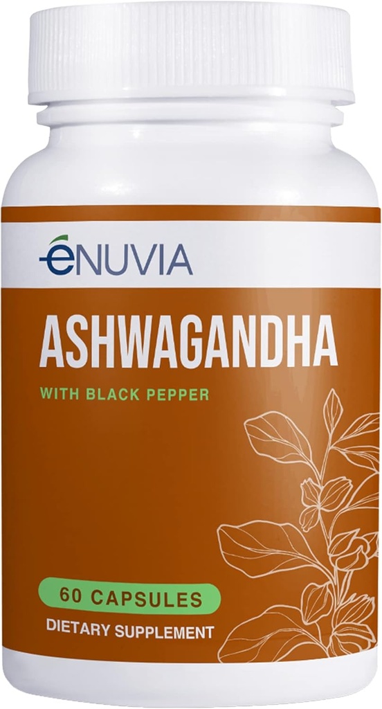 Ashwagandha Supliment - Ajutor natural și suport de rezistență pentru a ajuta Tensiune 60 Capsule Root pur cu extract de piper negru pentru absorbție îmbunătățită Vegan, Made în Statele Unite ale Americii
