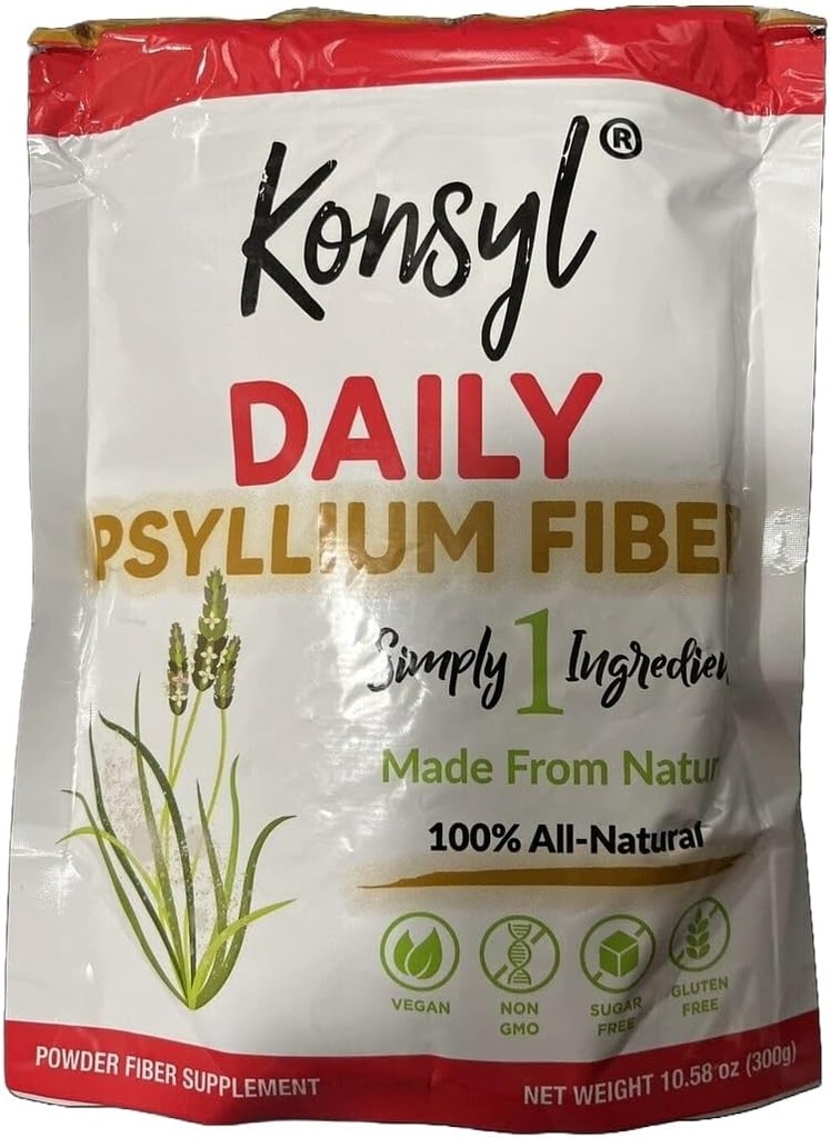 Konsyl Daily Psyllium Fiber - Non-GMO, Vegan, Keto-Friendly, Fiber Supplement Powder - Suporturi Digestive Health - 300g / 10.58 oz (Pachetul 01)