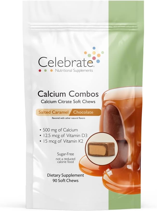 Celebraţi vitaminele Bariatric 500mg Citrat de calciu Soft Chews Combo cu 500 UI vitamina D3 