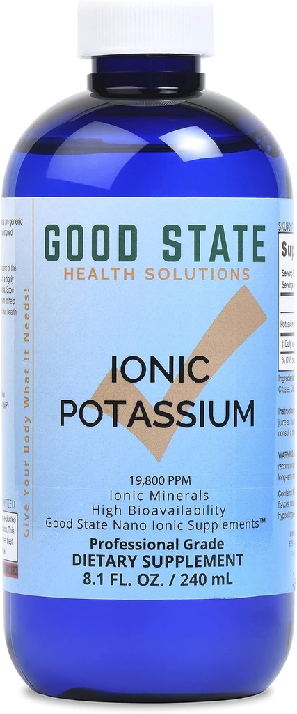 Potasiu ionic de stat bun (48 de porţii la 99 mg elemental, plus 2 mg acid fulvic - 8 fl oz)