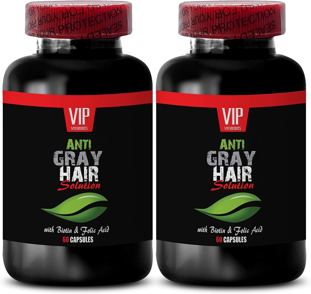 Pure Biotin Powder - Soluţie de păr gri - Formula de păr anti gri, pilule de păr gri, soluţie de păr gri, supliment de păr anti gri, supliment de păr gri pentru a inversa, parul gri invers - 2B 120 Caps