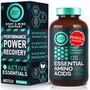 Suplimentul de aminoacizi esențiali - toate 9 EAA cu aminoacidi BCAAs (Leucină, Lysine, Valine, Treonină) - 3000 mg per servire - creștere musculară, putere, recuperare - 120 Vegan, capsule fără cofeină