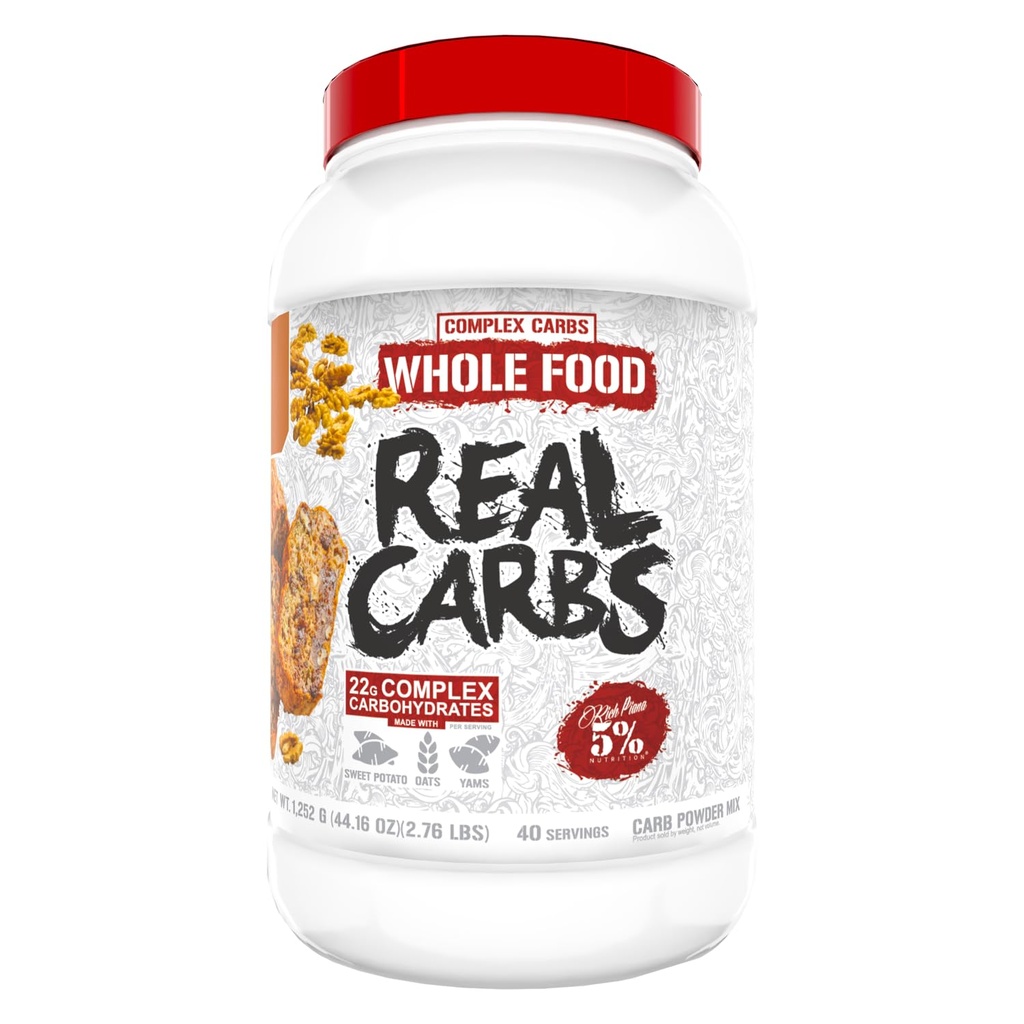 5% Nutriţie Rich Piana Carbs Real cu Real Food Complex Carb Powder, Long-Lasting Glycemic energie pentru pre-workout/Post-Workout Recovery Meal, 2.7 Lb, 40 Serviri (Banana Nut Bread)