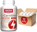Jarrow Formulas L-Carnitina 500 mg - 100 Veggie Licaps - Cofactor important pentru producerea de energie (ATP) din grăsimi - Supliment alimentar - Vegan - Până la 100 Serviri, Pachet de 12