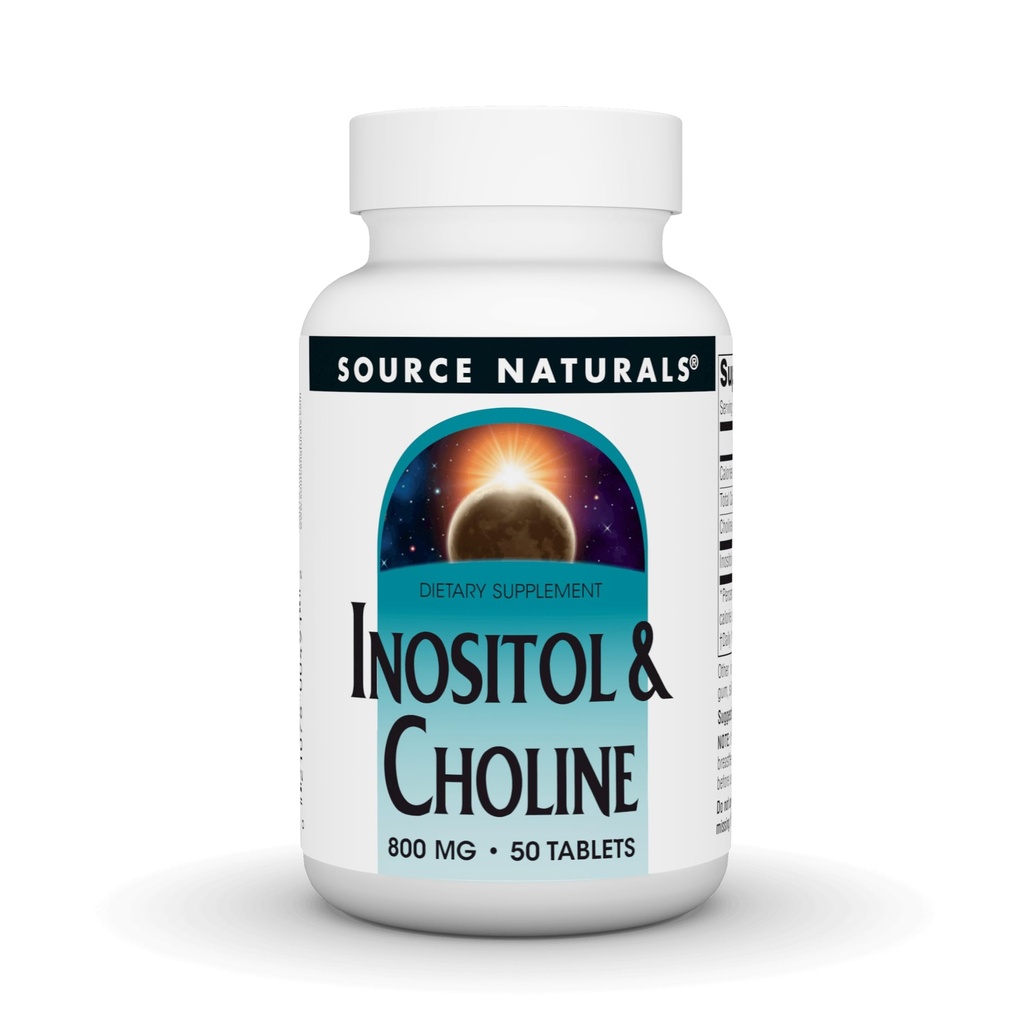 Sursa Naturals Inositol & Choline 800 mg susține funcția nervoasă sănătoasă - 50 comprimate