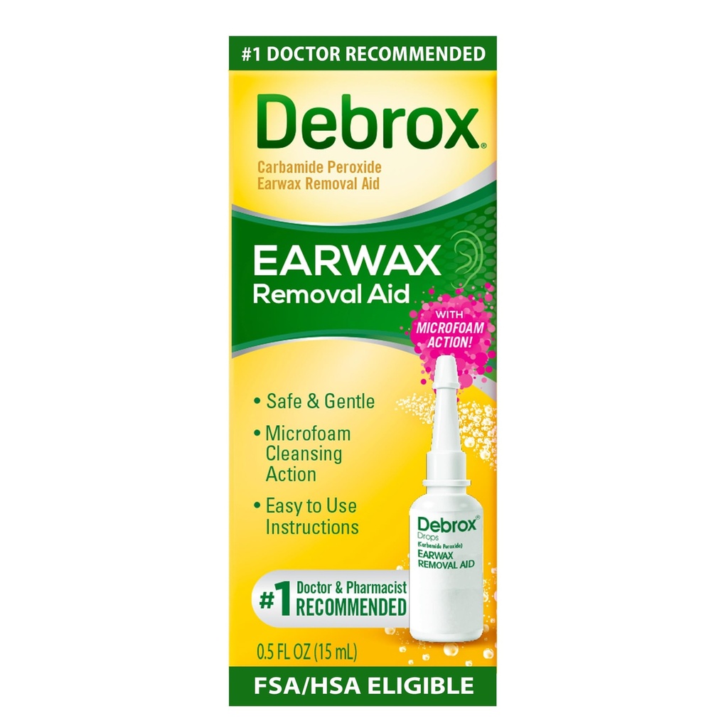 Debrox Ear Wax Drops, Gentle Microfoam Ear Wax Remover, 0.5 Fl Oz