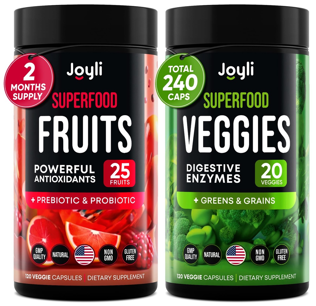 Fructe si legume Supliment - supliment de mare fibre pentru imunitate, Gut & Energie - Super Reds & Super Greens Suplimente cu rădăcină de marshmallow - 240 Reds și Super Greens capsule super-alimentare pulbere