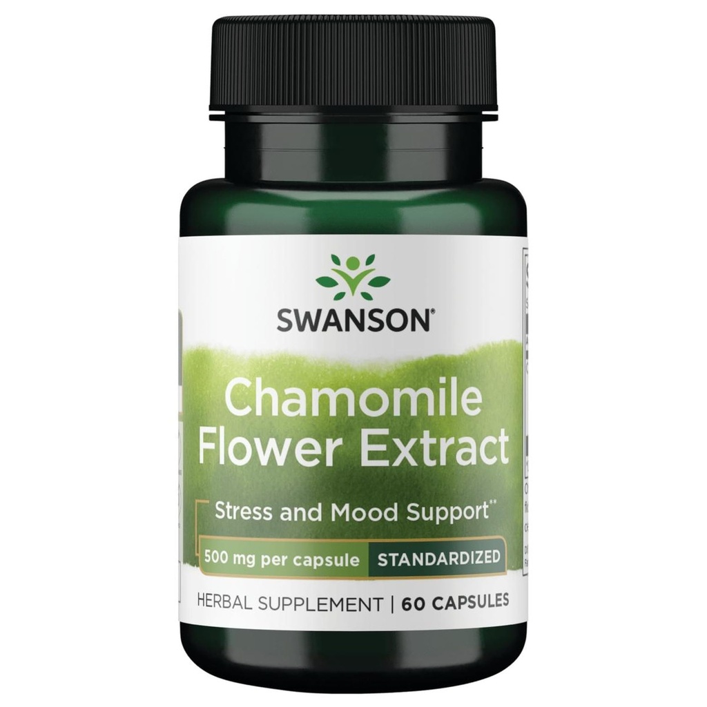 Extract de flori de mușețel Swanson 500 Milligrame standardizate la 1,2% Apigenin 6 mg per capsulă 60 Capsule