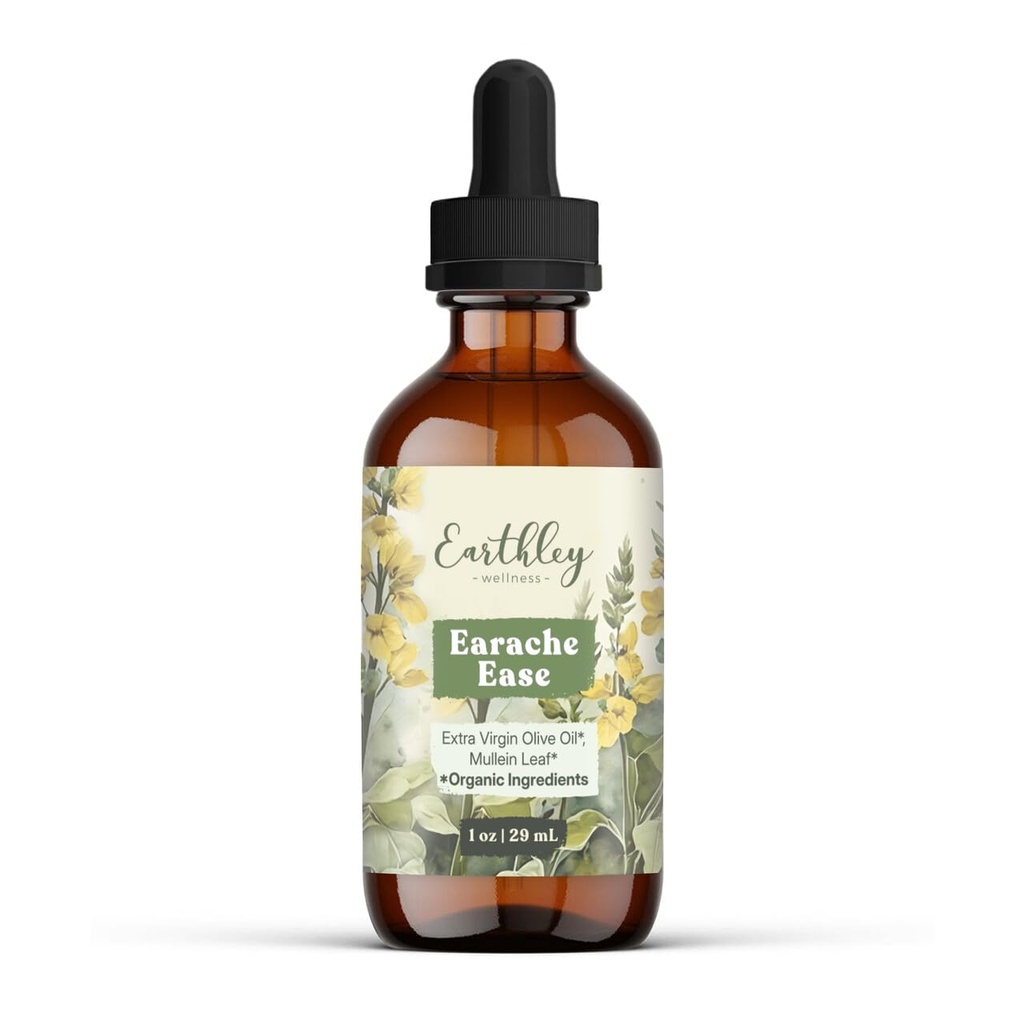 Earthley Wellness Earache Ease, Ingrediente organice certificate, Mullein Leaf și ulei de măsline, Ambalaj mai Vary (1 oz)