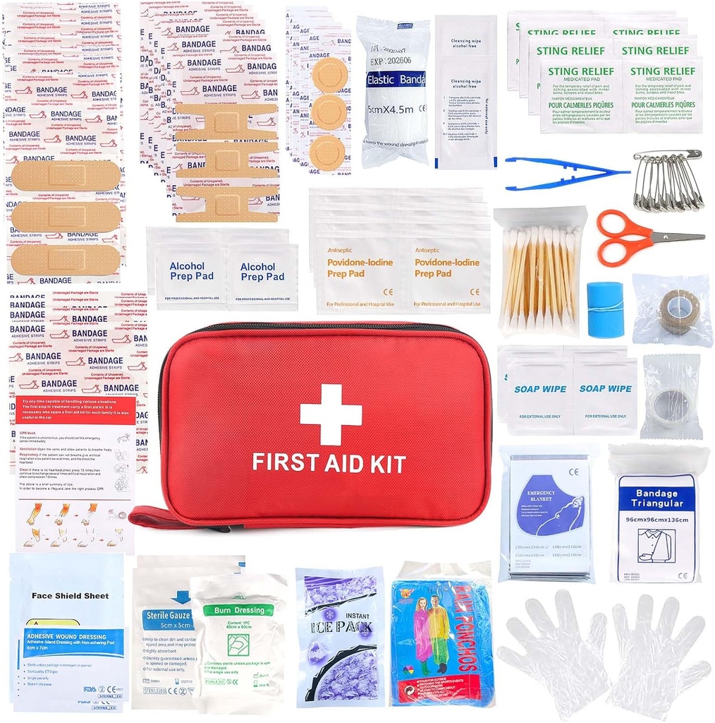 Kit de prim ajutor 194 Kit de urgență Piece pentru drumeții Trauma Kit pentru vehicule cu barca Compact Kit de ajutor pentru acasă Car Travel Outdoor Survival
