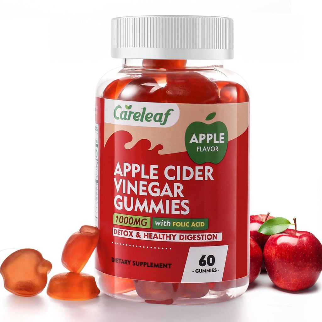 Cidru de mere Otet Gumries 60 Counts 1000mg AVC cu vitamina B6 vitamina B12 pentru metabolism, Digestion, Detox, Gut & Imune Health