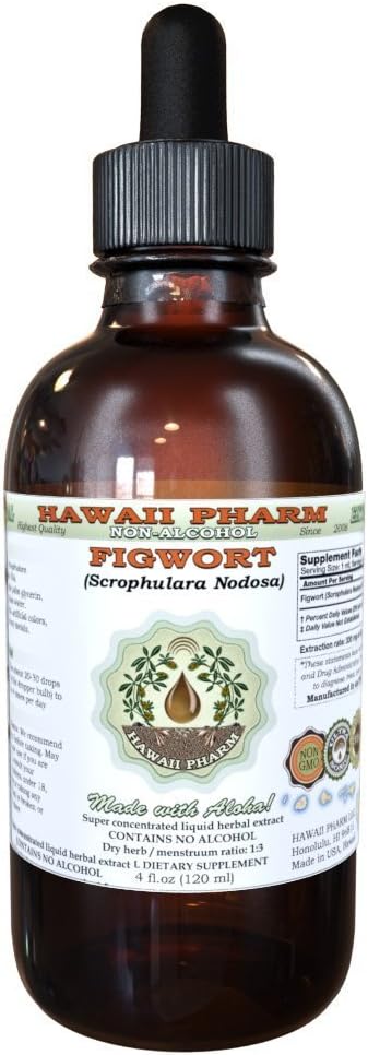 Figwort Extract lichid fără alcool, Figwort organic (Scrophulara Nodosa) Herb Glicerite Hawaii Pharm Supliment natural Herbal 2 oz