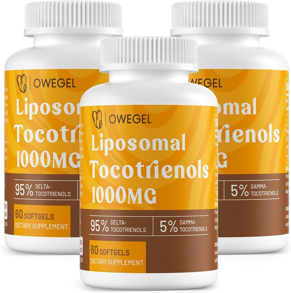 Tocotrienol lipozomal 1000 mg - Suplimente pentru biodisponibilitatea ridicată Vitamina E Tocotrienols, 95% Delta & 5% Capsule Gamma Tocotrienol Suport Skin,Bone,Antioxidant,180 Softgels