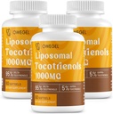 Tocotrienol lipozomal 1000 mg - Suplimente pentru biodisponibilitatea ridicată Vitamina E Tocotrienols, 95% Delta & 5% Capsule Gamma Tocotrienol Suport Skin,Bone,Antioxidant,180 Softgels