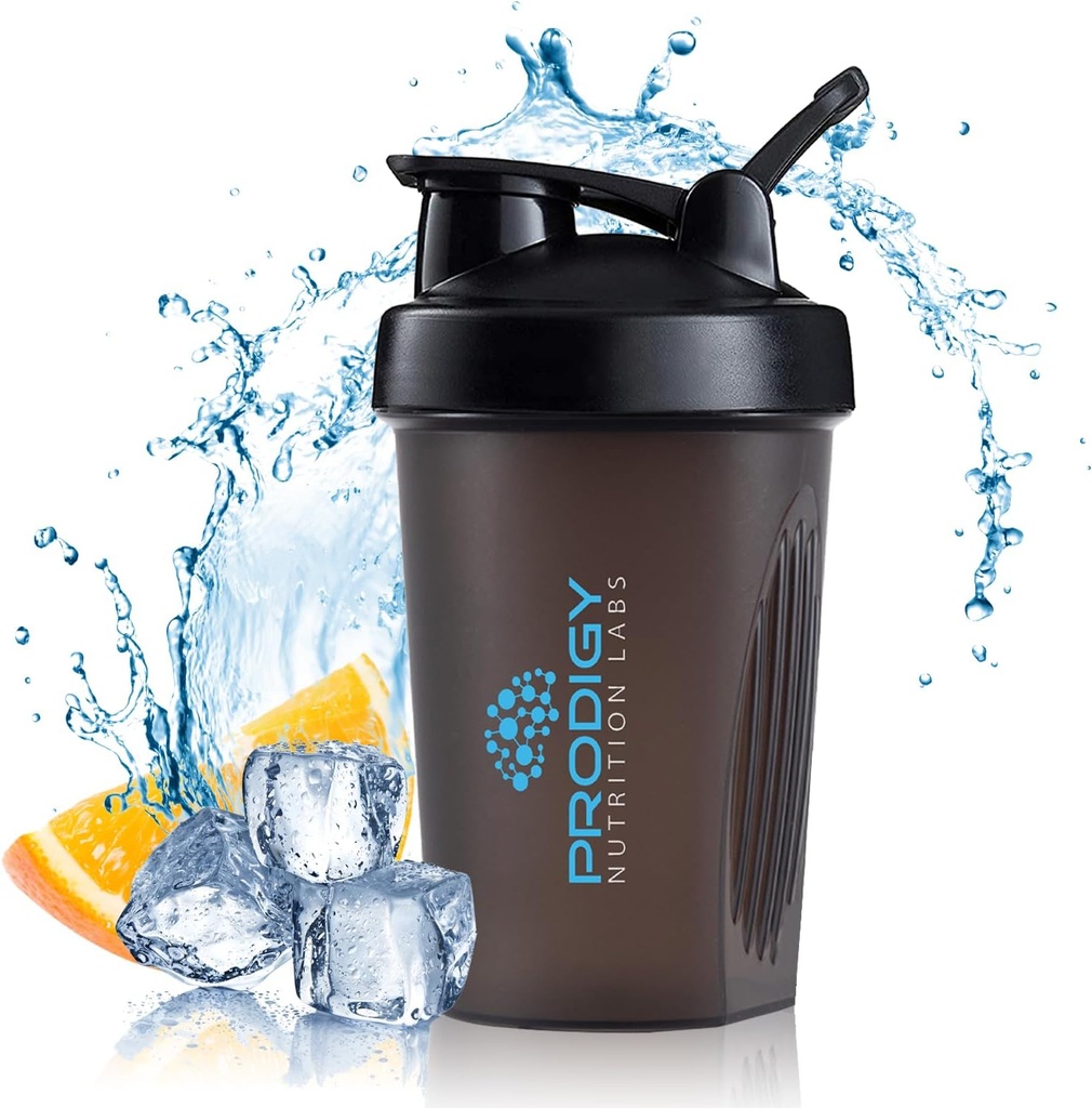 Prodigy Nutrition Labs Premium Shaker Sticla Perfect pentru Shake-uri de proteine și antrenament pre -14 Ounce (Negru)