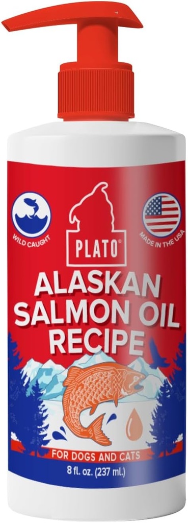 PLATO Wild Alaskan Somon ulei Kibble Topper - Boost Dog Food cu Omega 3 & 6 Acidi grasi - Pentru sanatoasa piele si haina - 8 uncii