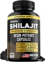 Resin-Potency Shilaj Capsule (50% Acid fuzelian) - 500 mg Extract Max Potency - Shilaj organic - Made in USA - 85+ Trace Minerale - Aprovizionare lunară - 60 Conte
