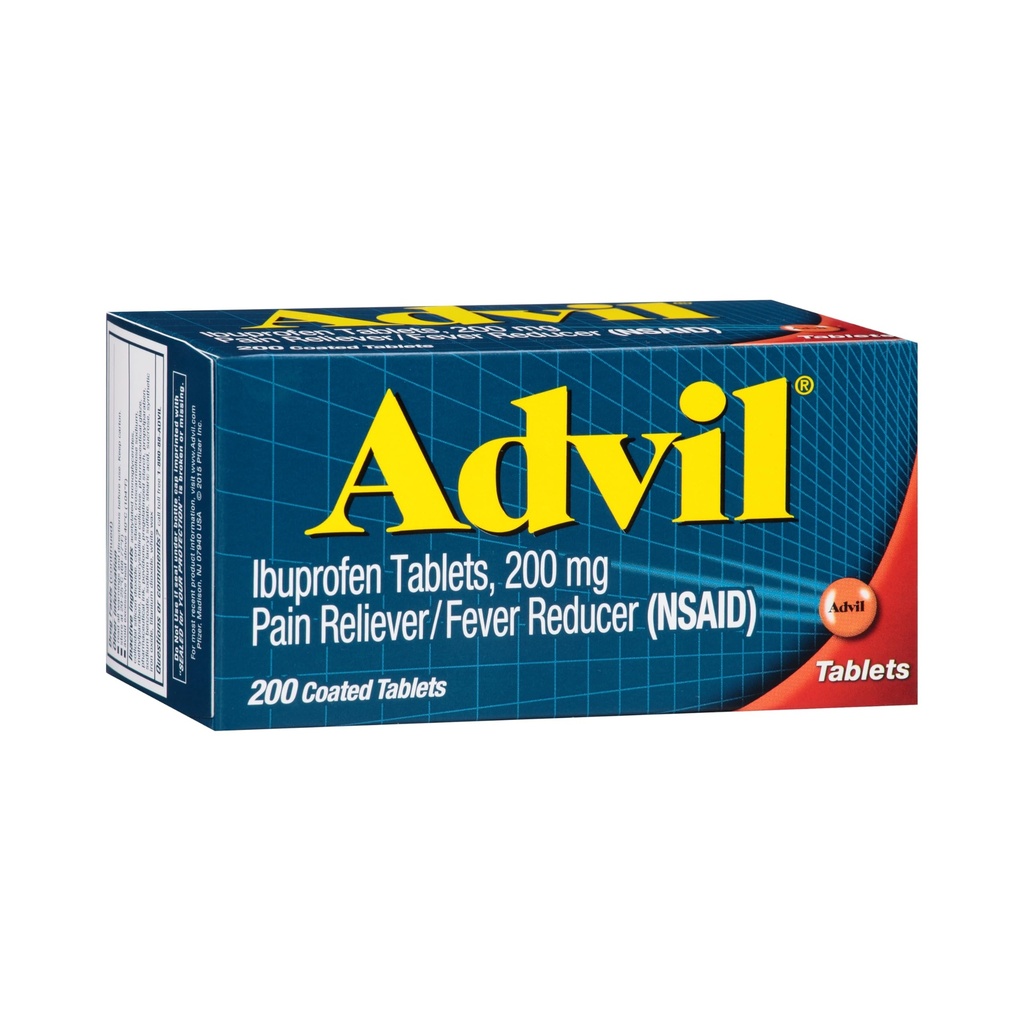 Advil Pain Relieiver și Reductor de febră, Durere de relief Medicina cu Ibuprofen 200 mg pentru dureri de cap, dureri de spate, dureri menstruale și dureri articulare de relief - 200 comprimate filmate