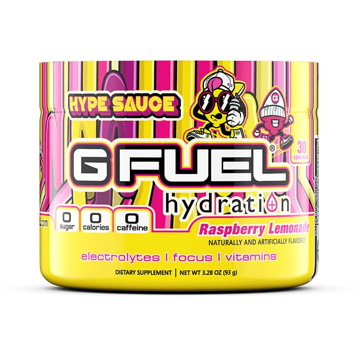 G Hype sauce de combustibil Hidratare supremă, Electrolit pulbere Mix pentru energie & Focus, Zahăr și Cafeina Supliment gratuit cu vitamine esențiale și minerale, aroma de limonadă zmeură, 3.3 oz - 30 Serviri