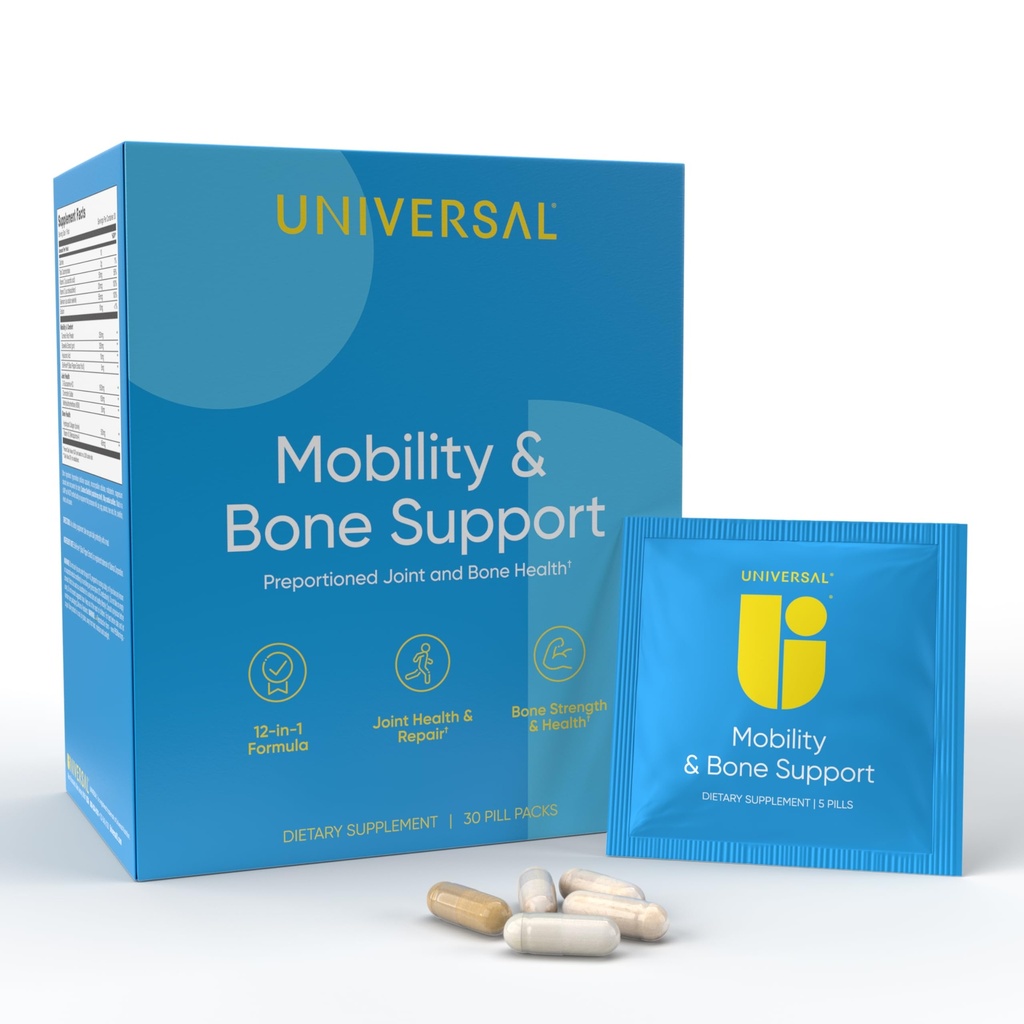 Mobilitate şi suport osos Multivitamine zilnice - 12-in-1 Bone, Genunchi, Cartilage, Ligament, Supliment comun pentru femei şi bărbaţi, Colagen, Turmeric, Glucosamine Chondroitin MSM Capsule - 30 Vitamine Packs
