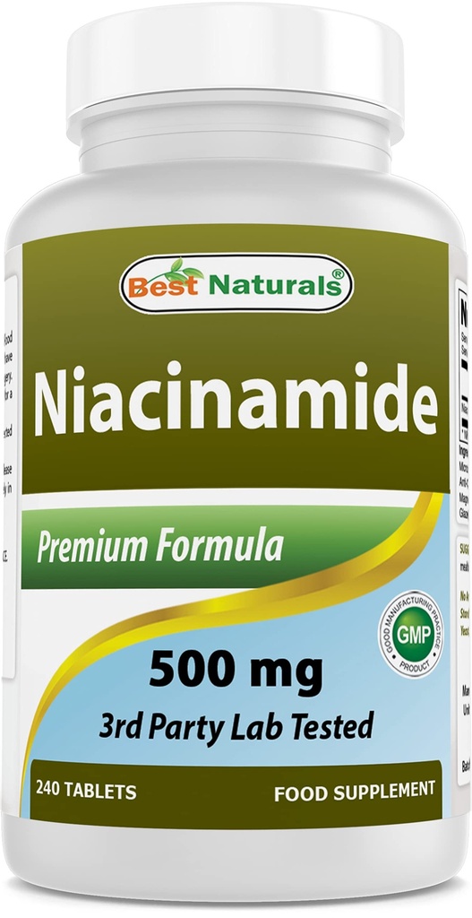 Cel mai bun Naturals Niacinamidă 500 mg 240 comprimate (Sitabil pentru vegetarian) - Non-Flushing Forma de Niacin (Vitamina B3)