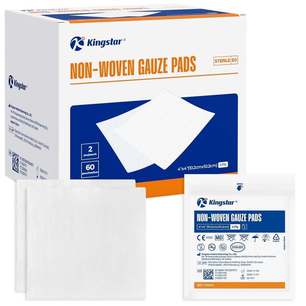 Pad-uri de țigarete nețesute, 4"x 4" Rochie de rană, 60 Packs - 120 Piese Superioara Soft Sponge Pads, Compresss Superior Absorbtive Tiapoze pentru Trauma sau de îngrijire post-operator