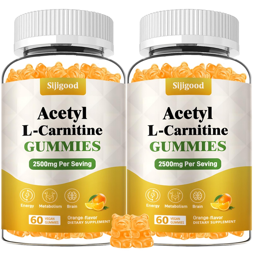 2 pachet Acetyl L-Carnitina Supliment, Supliment nutritie naturala pentru stimularea energiei, Imunitate, Vegan, Orange Flavor, 120 Conte