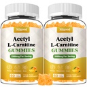 2 pachet Acetyl L-Carnitina Supliment, Supliment nutritie naturala pentru stimularea energiei, Imunitate, Vegan, Orange Flavor, 120 Conte