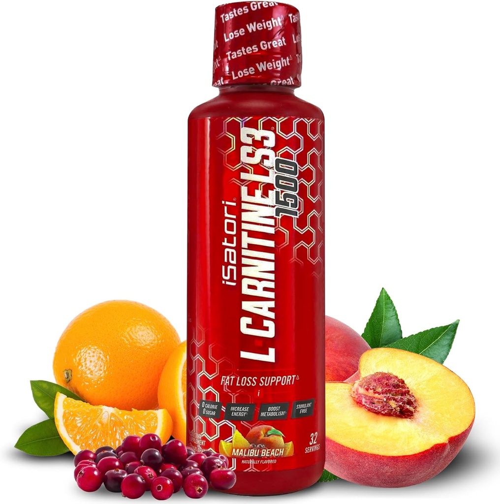 iSatori L-Carnitine LS3 1500, Triple-Blend Liquid Carnitine Supliment, cu acetil & Tartrat, Stimulant Free Energy, Calorii Low, Zahăr sau Gluten, Keto-Friendly, Malibu Beach Flavor (32 Servings)