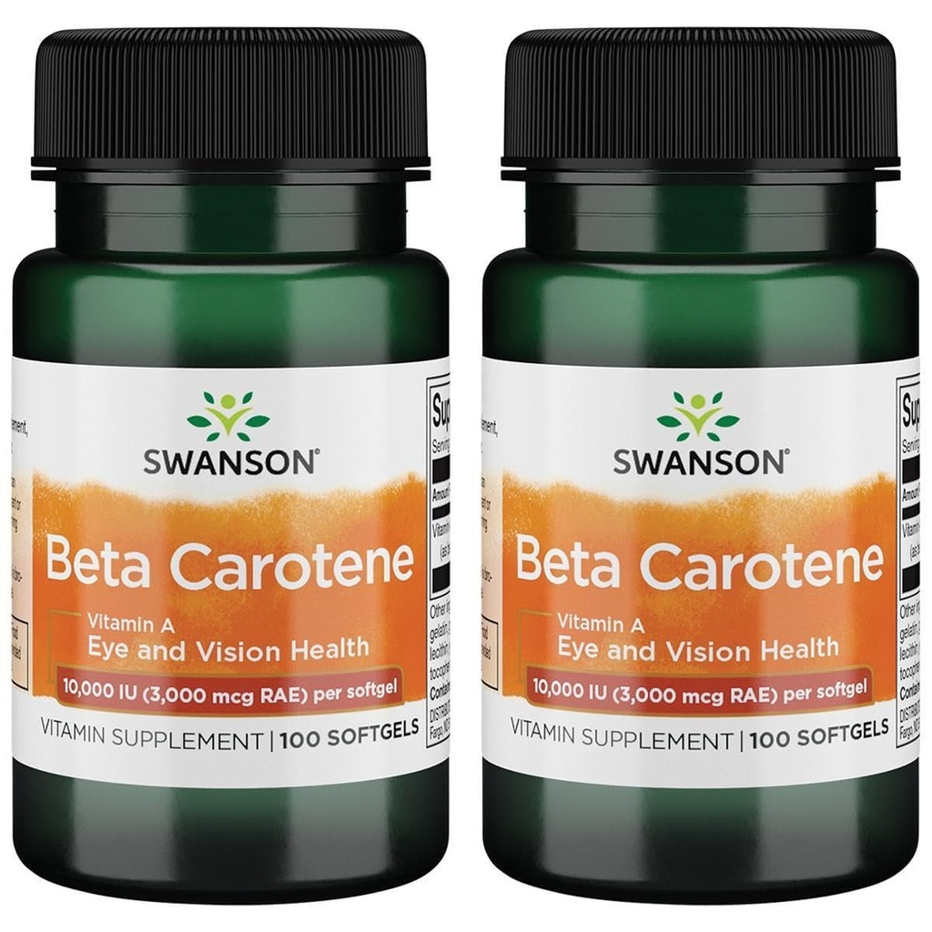 Swanson Beta-Caroten (Vitamina A) Sistem imunitar Skin Eye Health Suport antioxidant 10000 Iu (3000 mcg) 100 Softgels