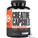 Capsule Creatine, 5g Premium 3X ThreeAtine Pre Antrenament Musculare Gainer, Absorbție mare Ușor de a lua creatinina Monohidrat pastile Performanță optimă alternativă pentru bărbați Femei, 180 capsule