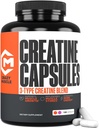 Capsule Creatine, 5g Premium 3X ThreeAtine Pre Antrenament Musculare Gainer, Absorbție mare Ușor de a lua creatinina Monohidrat pastile Performanță optimă alternativă pentru bărbați Femei, 180 capsule