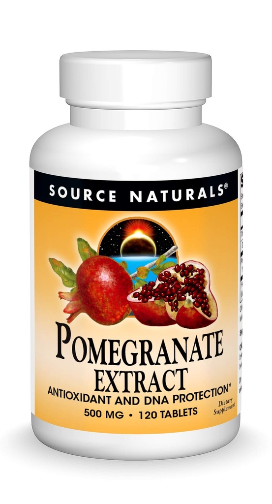 Sursa Naturale Extract de rodii 500mg complet de fructe integrale Acid elagic antioxidant și adăugat fibre - 120 comprimate