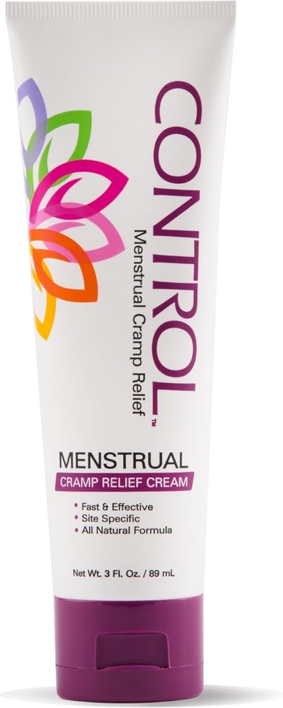CONTROL, Crema de ajutor Menstrual Cramp, Relief de durere Topical pentru Crampe de perioada si PMS, Produse de ajutorare perioadă, Rapid și eficient, Ușor de utilizat, Sigur pentru toate vârstele, Hormone gratuit, Toate naturale, 3 oz Tube.