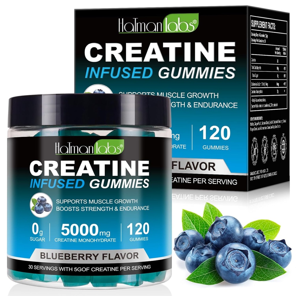 Creatine Gummies pentru bărbaţi şi femei - 120 Conte, 5000 mg Creatină Monohidrat, Zero Zahăr, musculare creştere şi putere Booster, Pre-Workout Suplimentul de energie